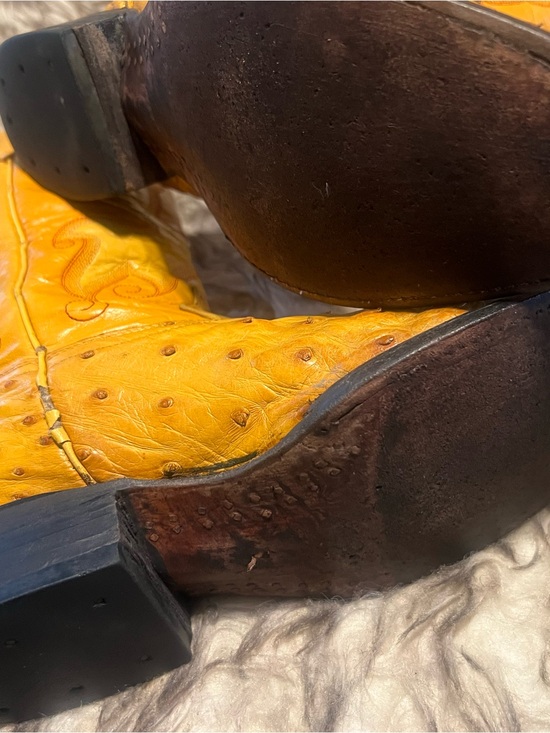 Men\'s Yellow Ostrich Leather Western Boots Sz 9.5 main image 10